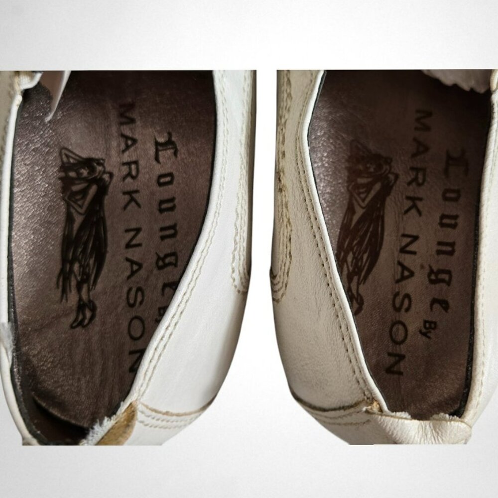 Lounge by Mark Nason Size 9.5 Men's Vintage Leather Loafers Off White - Picture 7 of 11